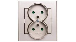 SONATA Gniazdo podwójne z/u z przesłonami szampański złoty GP-2RZP/39