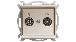 SONATA Gniazdo antenowe RTV przelotowe 10dB szampański złoty GPA-10RP/m/39