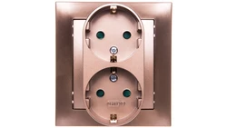 IMPRESJA Gniazdo podwójne z/u Schuko z przesłonami złoty metalik GP-2YSP/28