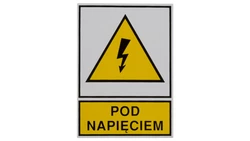 Tabliczka /znak ostrzegawczy/ TZO 52X74S /POD NAPIĘCIEM/ E04TZ-01011110800 /10szt./