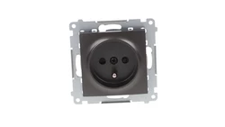 Simon 54 Gniazdo pojedyncze z/u 16A IP20 z przesłoną torów, szybkozłącza, antracyt DGZ1CZ.01/48