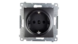 Simon 54 Gniazdo pojedyncze SCHUKO z/u 16A IP20 z przesłoną torów antracyt DGSz1Z.01/48