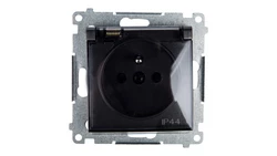 Simon 54 Gniazdo bryzgoszczelne z/u IP44 z klapką transparentną bez uszczelki antracyt DGZ1BUZ.01/48A