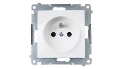 Simon 54 Gniazdo pojedyncze z/u 16A IP20 z przesłoną torów białe DGZ1Z.01/11