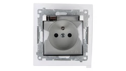 Simon 54 Gniazdo bryzgoszczelne z/u IP44 z klapką transparentną białe DGZ1BZ.01/11A