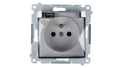 Simon 54 Gniazdo bryzgoszczelne z/u IP44 z klapką transparentną białe DGZ1BUZ.01/11A