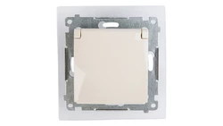 Simon 54 Gniazdo bryzgoszczelne z/u IP44 z przesłoną torów i klapką pełną kremowe DGZ1BZ.01/41