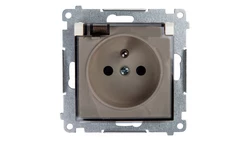 Simon 54 Gniazdo bryzgoszczelne z/u IP44 z klapką transparentną bez uszczelki kremowe DGZ1BUZ.01/41A