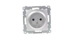 Simon 54 Gniazdo pojedyncze z/u 16A IP20 z przesłoną torów, szybkozłącza, srebrny mat DGZ1CZ.01/43