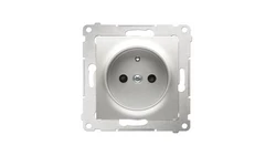 Simon 54 Gniazdo pojedyncze z/u 16A IP20 z przesłoną torów srebrny mat DGZ1Z.01/43