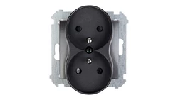 Simon 54 Gniazdo podwójne z/u 16A IP20 z przesłoną torów antracyt DGZ2MZ.01/48