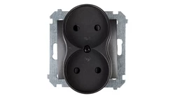 Simon 54 Gniazdo podwójne b/u 16A IP20 z przesłoną torów antracyt DG2MZ.01/48