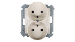 Simon 54 Gniazdo podwójne z/u 16A IP20 z przesłoną torów kremowe DGZ2MZ.01/41