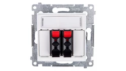 Simon 54 Gniazdo głośnikowe podwójne białe DGL32.01/11