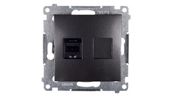 Simon 54 Gniazdo komputerowe pojedyncze RJ45 kat.6 z przesłoną antracyt D61.01/48