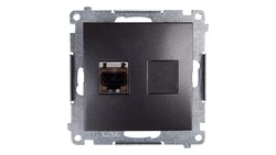 Simon 54 Gniazdo komputerowe pojedyncze RJ45 kat.6 ekranowane z przesłoną antracyt D61E.01/48