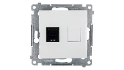Simon 54 Gniazdo komputerowe pojedyncze RJ45 kat.6 z przesłoną białe D61.01/11
