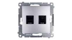 Simon 54 Gniazdo komputerowe podwójne 2xRJ45 kat.6 z przesłoną srebrny mat D62.01/43
