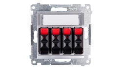 Simon 54 Gniazdo głośnikowe poczwórne srebrny mat DGL34.01/43