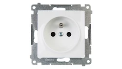 Simon 54 Gniazdo pojedyncze z/u 16A IP20 z przesłoną torów białe szybkozłącza, DGZ1CZ.01/11