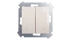 Simon 54 Łącznik schodowy podwójny z podświetlniem kremowy DW6/2L.01/41