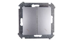 Simon 54 Łącznik schodowy podwójny z podświetleniem srebrny mat DW6/2L.01/43