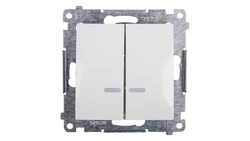 Simon 54 Łącznik bryzgoszczelny świecznikowy IP44 z podświetleniem, szybkozłącza, biały DW5BL.01/11