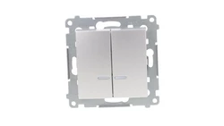 Simon 54 Łącznik bryzgoszczelny świecznikowy IP44 z podświetleniem, szybkozłącza, srebrny mat DW5BL.01/43