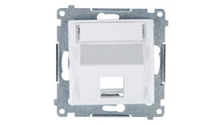 Simon 54 Pokrywa gniazda teleinformatycznego pojedynczego RJ Keystone skośna z polem opisowym biała DKP1S.01/11