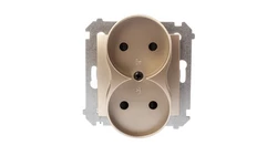 Simon 54 Gniazdo podwójne b/u 16A IP20 złoty mat DG2MZ.01/44