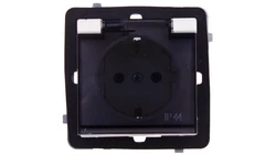 SONATA Gniazdo bryzgoszczelne z/u Schuko IP44 klapka przezroczysta ecru GPH-1RS/m/27/d