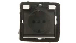 SONATA Gniazdo bryzgoszczelne z/u Schuko IP44 z przesłonami klapka przezroczysta ecru GPH-1RSP/m/27/d