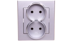 SONATA Gniazdo podwójne b/u srebro mat GP-2R/38