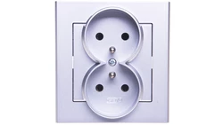 SONATA Gniazdo podwójne z/u srebro mat GP-2RZ/38