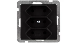 SONATA Gniazdo potrójne b/u 2,5A EURO czarny metalik GP-3R/m/33