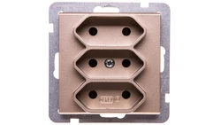 SONATA Gniazdo potrójne b/u 2,5A EURO szampański złoty GP-3R/m/39