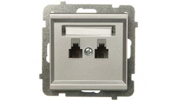 SONATA Gniazdo telefoniczne podwójne RJ11 równoległe srebro mat GPT-2RR/m/38