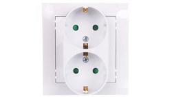 IMPRESJA Gniazdo podwójne z/u Schuko z przesłonami białe GP-2YSP/00