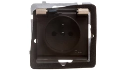 SONATA Gniazdo bryzgoszczelne z/u IP44 klapka przezroczysta szampański złoty GPH-1RZ/m/39/d