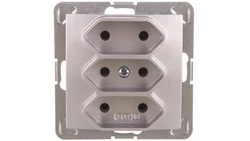 IMPRESJA Gniazdo potrójne b/u 2,5A EURO srebro GP-3Y/m/18