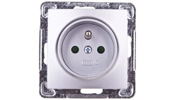 IMPRESJA Gniazdo pojedyncze z/u z przesłonami srebrne GP-1YZP/m/18