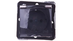 IMPRESJA Gniazdo bryzgoszczelne z/u Schuko IP44 klapka przezroczysta tytan GPH-1YS/m/23/d