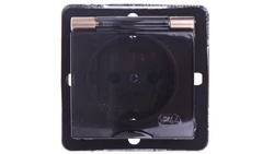 IMPRESJA Gniazdo bryzgoszczelne z/u Schuko IP44 klapka przezroczysta złoty metalik GPH-1YS/m/28/d