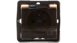 IMPRESJA Gniazdo bryzgoszczelne z/u IP44 klapka przezroczysta złoty metalik GPH-1YZ/m/28/d