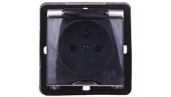 IMPRESJA Gniazdo bryzgoszczelne z/u IP44 z przesłonami klapka przezroczysta srebrne GPH-1YZP/m/18/d