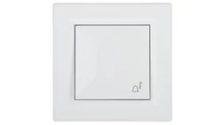 Przycisk Asfora dzwonek IP44 biały z ramką EPH0800221