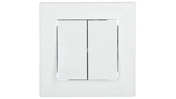 Przycisk Asfora podwójny zaciski śrubowe biały z ramką EPH1100321