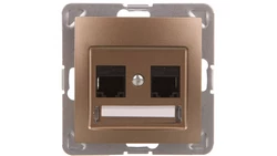 IMPRESJA Gniazdo komputerowe podwójne RJ45 kat.5e MMC złoty metalik GPK-2Y/K/m/28