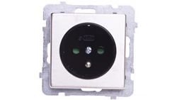 SONATA Gniazdo pojedyncze z/u z przesłonami stal inox GP-1RMZP/m/37