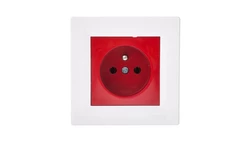 Gniazdo pojedyncze Asfora z/u czerwono-białe z ramką EPH2800421